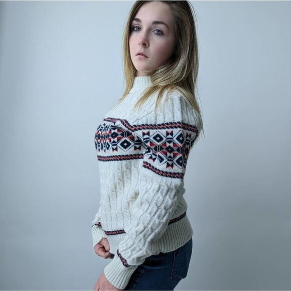 Vintage 70's Lord Jeff Cable Knit Turtleneck Sweater - M - Picture 5 of 6